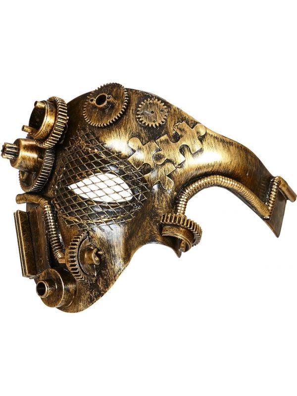Gouden steampunk half-gezichts masker