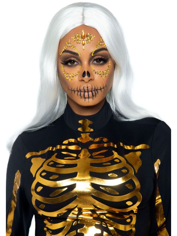 Gouden sugar skull gezicht jewels