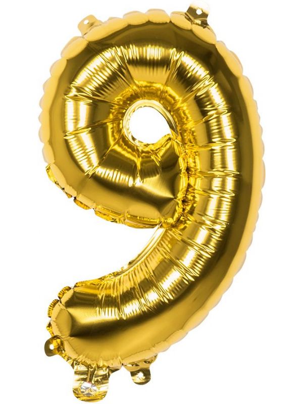 Gouden XL folieballon cijfer 9