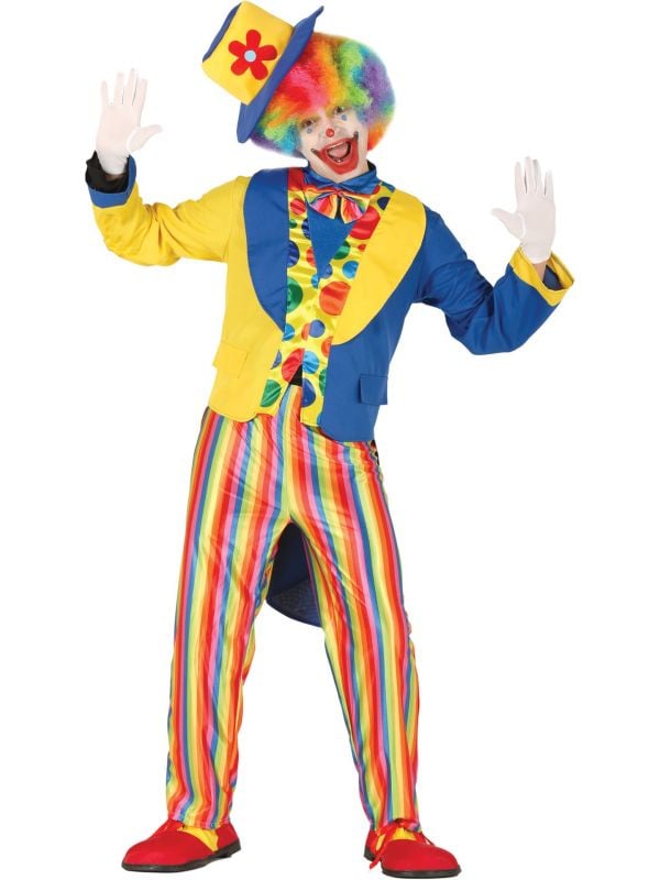 Grappig gekleurd kostuum clown