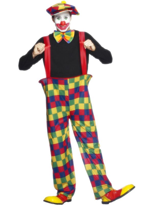 Grappige geblokte clowns kostuum main product photo
