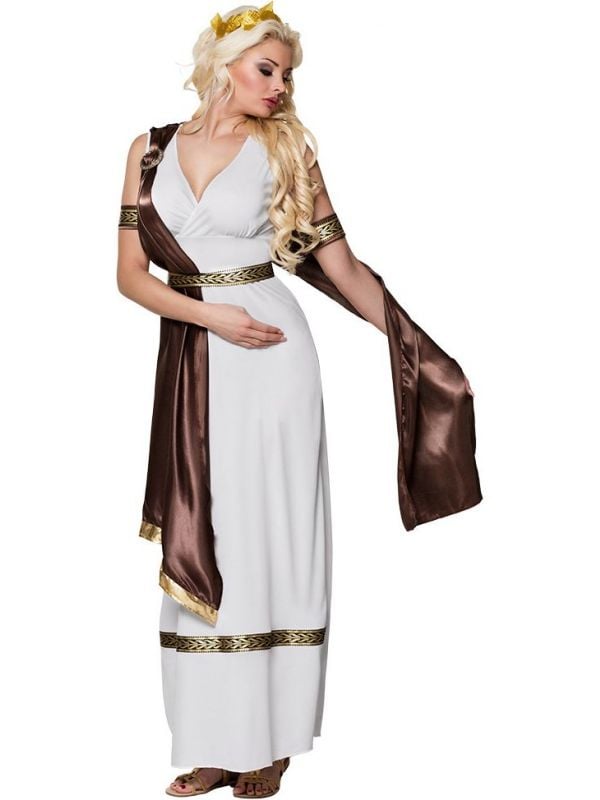 Griekse godin lange jurk met accessoires