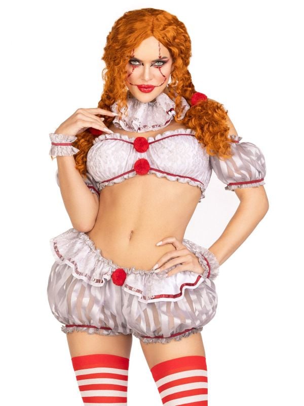 Griezelige sexy clown kostuum vrouwen