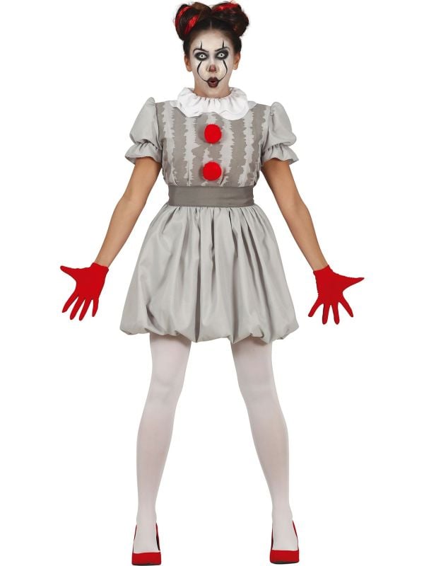 Grijze bloederige clown outfit dames