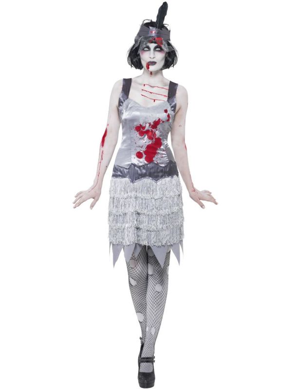 Grijze flapper zombie jurkje main product photo