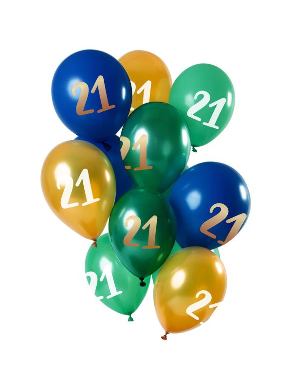 Groen gouden 21 jaar ballonnen 12 stuks