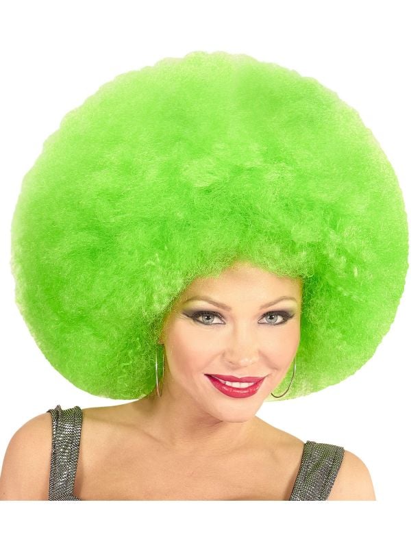 Groene afro pruik extra groot