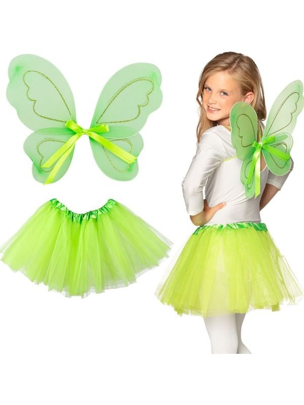 Groene bosfee vleugels en tutu