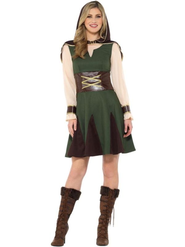 Groene dames Robin Hood jurk