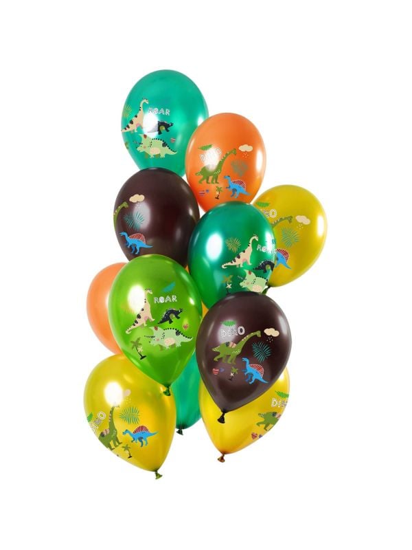 Groene dinosauris metallic ballonnen 12 stuks