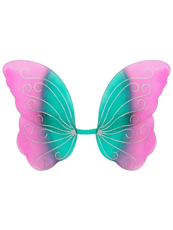Groene en paarse vlinder vleugels glitter
