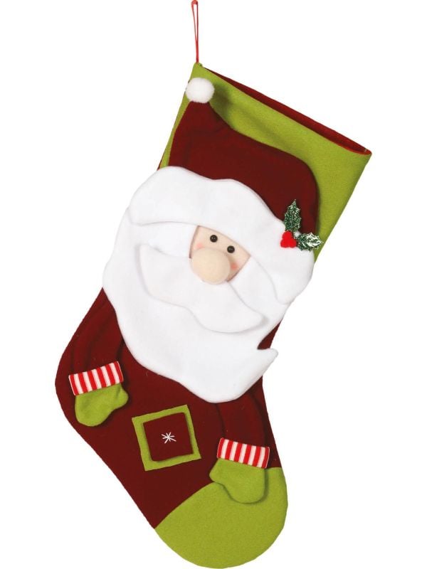 Groene kerstman cadeausok 55cm
