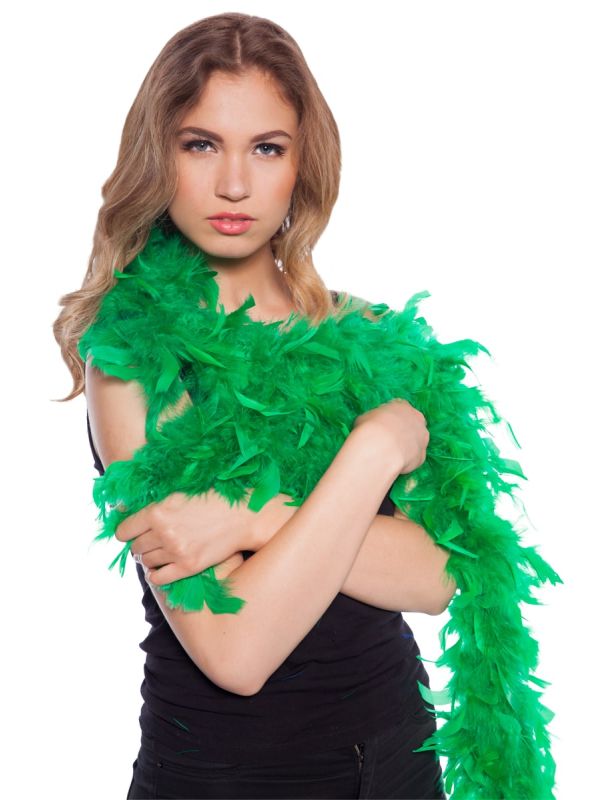 Groene luxe veren boa 180cm