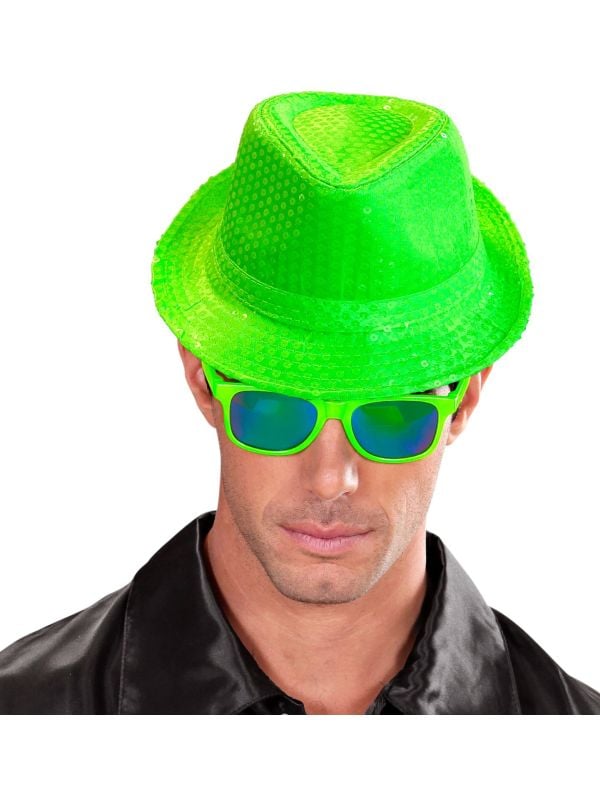 Groene pailletten fedora