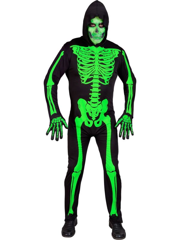 Groene skelet pak halloween mannen