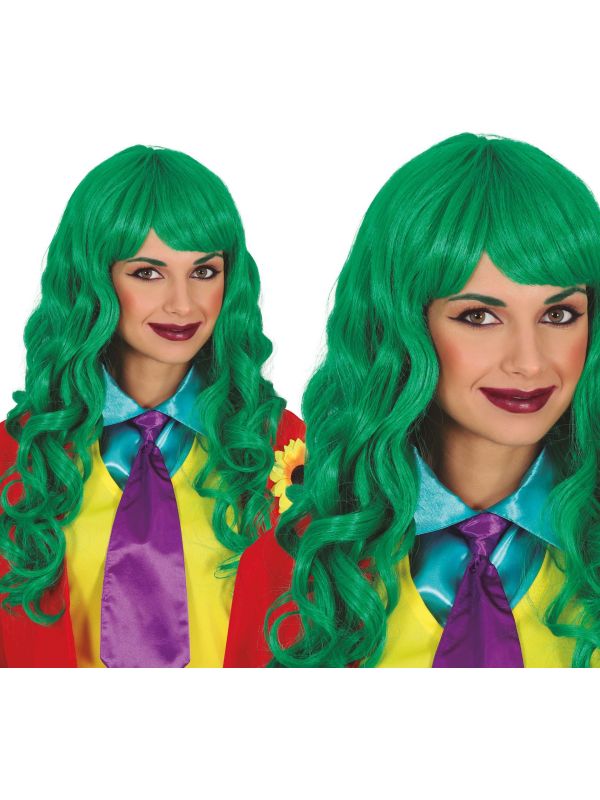 Groene The Joker pruik lang haar halloween main product photo