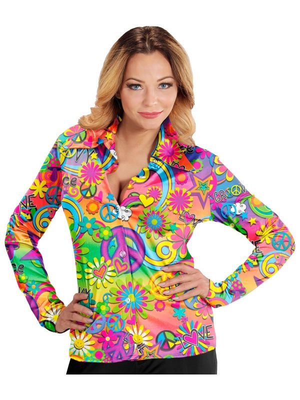 Groovy retro blouse vrouwen