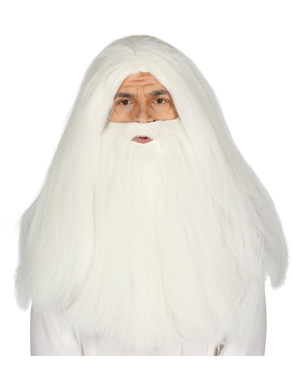 Grote witte pruik en baard tovenaar main product photo