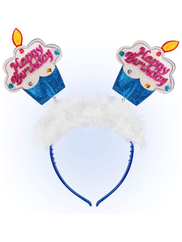 Haarband happy birthday cake blauw