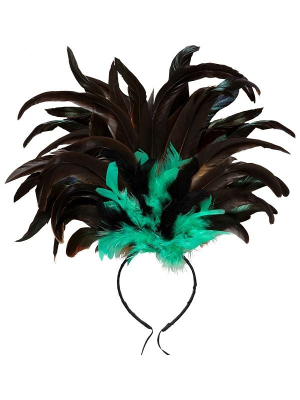 Haarband met veren copacabana groen