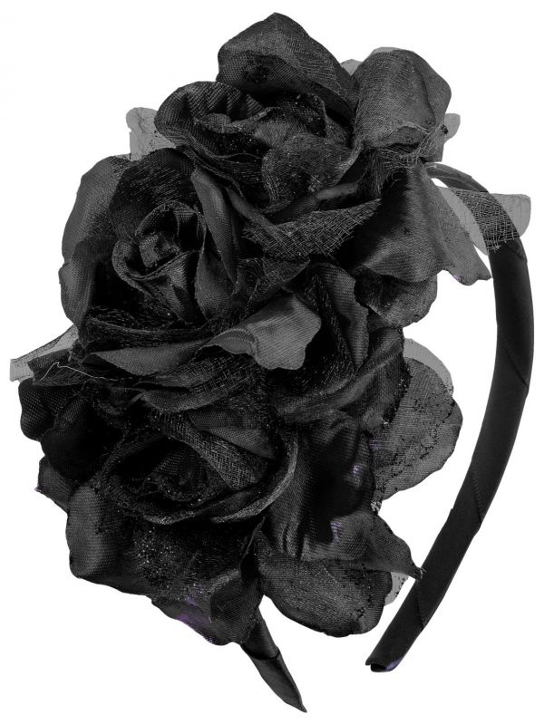 Haarband zwarte rozen dia de los muertos