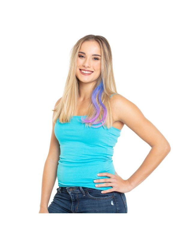 Hair extension blauw paars dip dye