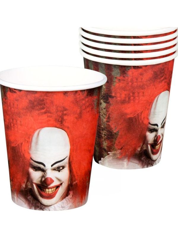 Halloween clown bekertjes 6x