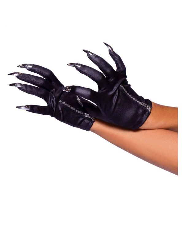 Halloween handschoenen met nagels zwart