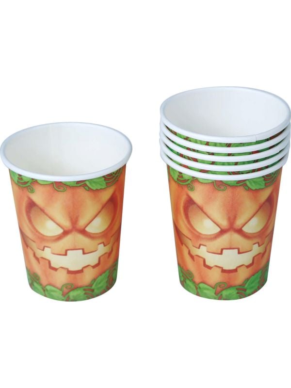 Halloween karton bekers pompoen 8x