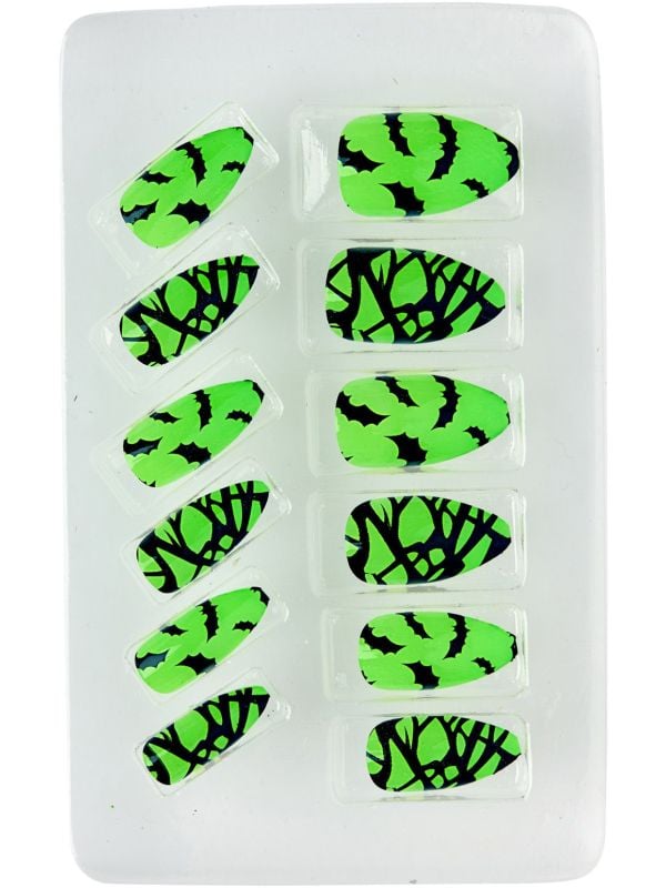 Halloween nagels neon groen