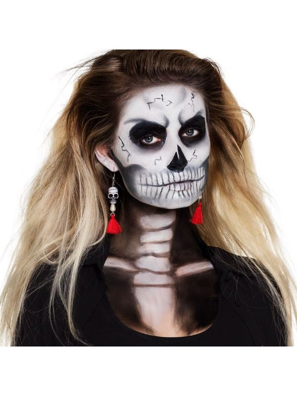 Halloween oorbellen met schedels