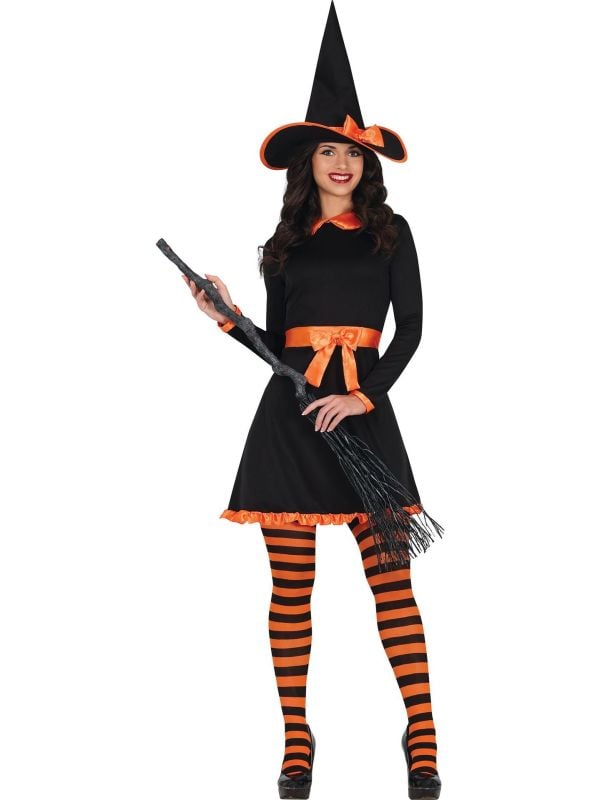 Halloween oranje heks jurkje dames