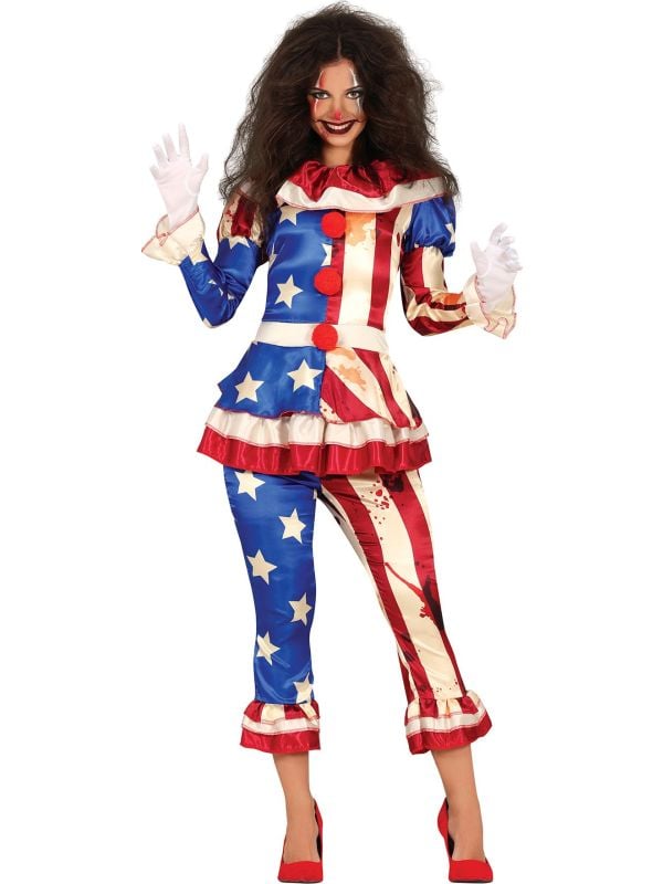 Halloween patriot USA killer clown kostuum dames