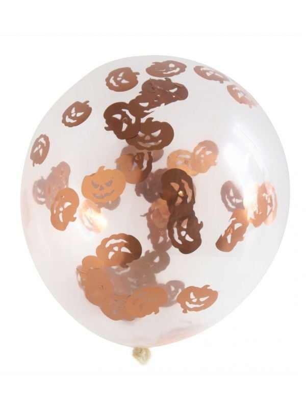 Halloween pompoen confetti ballonnen 4 stuks