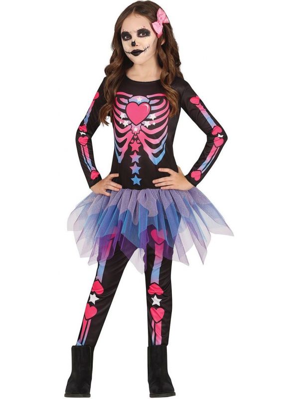 Halloween roze skelet jurkje kind