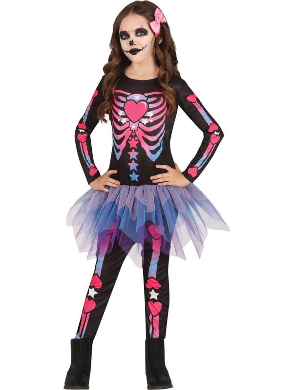 Halloween roze skelet jurkje kind