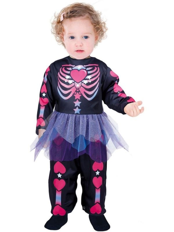 Halloween roze skelet outfit baby