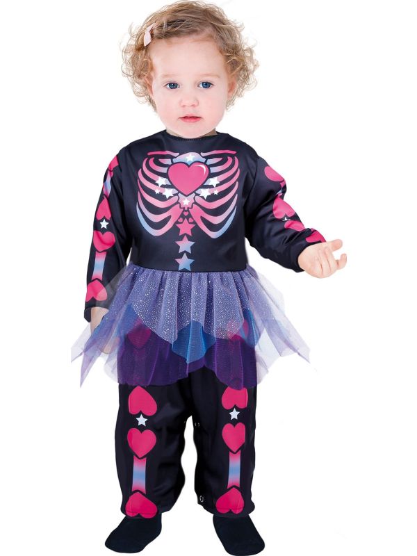 Halloween roze skelet outfit baby