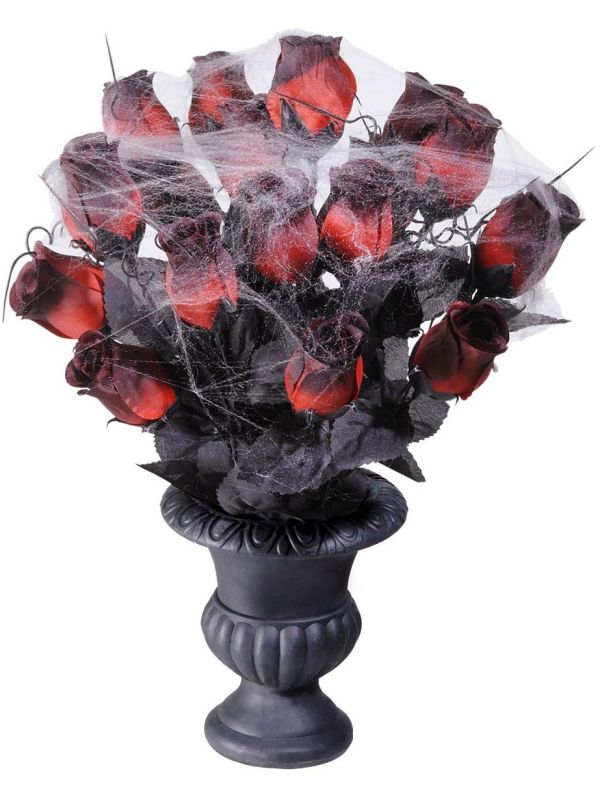 Halloween rozen in vaas met spinrag