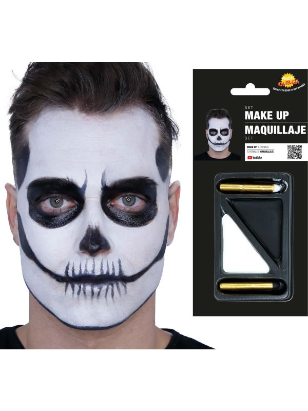 Halloween schedel zwart wit make up set