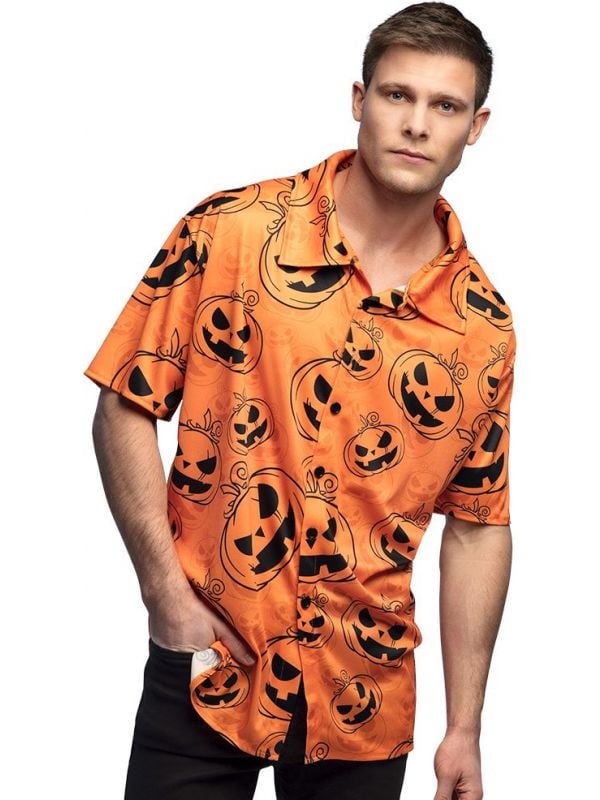 Halloween shirt oranje heren
