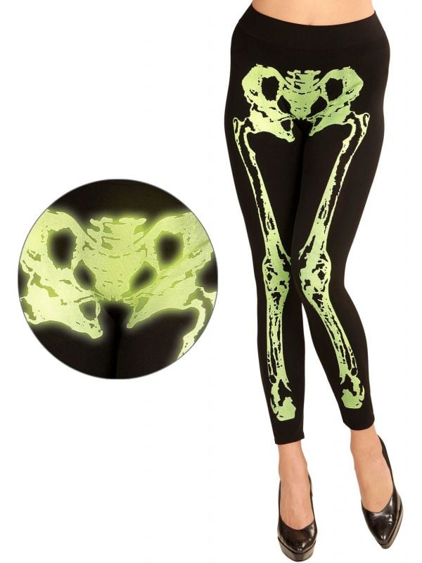 Halloween skelet legging neon groen