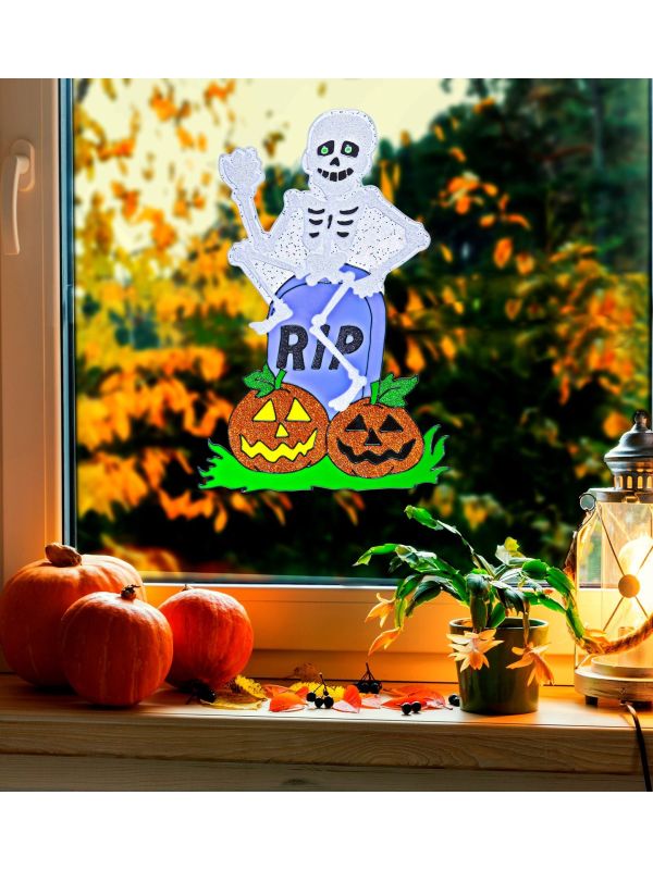 Halloween skelet raam sticker