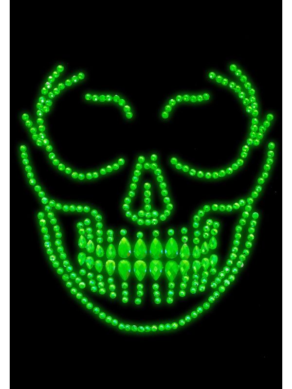 Halloween skull glow in the dark gezicht jewels