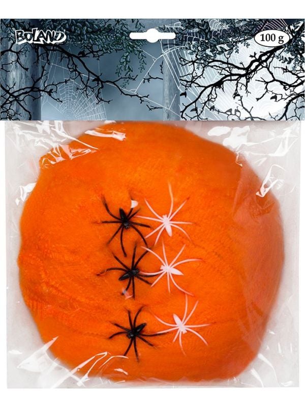 Halloween spinrag oranje met spinnen