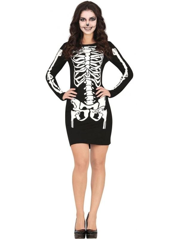 Halloween verleidelijk skelet jurkje dames