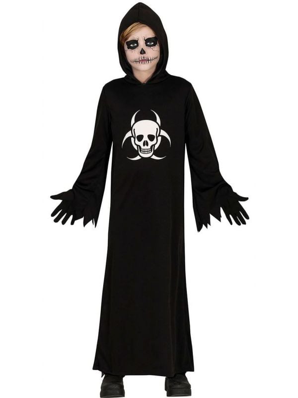 Halloween zwarte skull tuniek kind