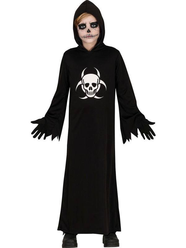 Halloween zwarte skull tuniek kind