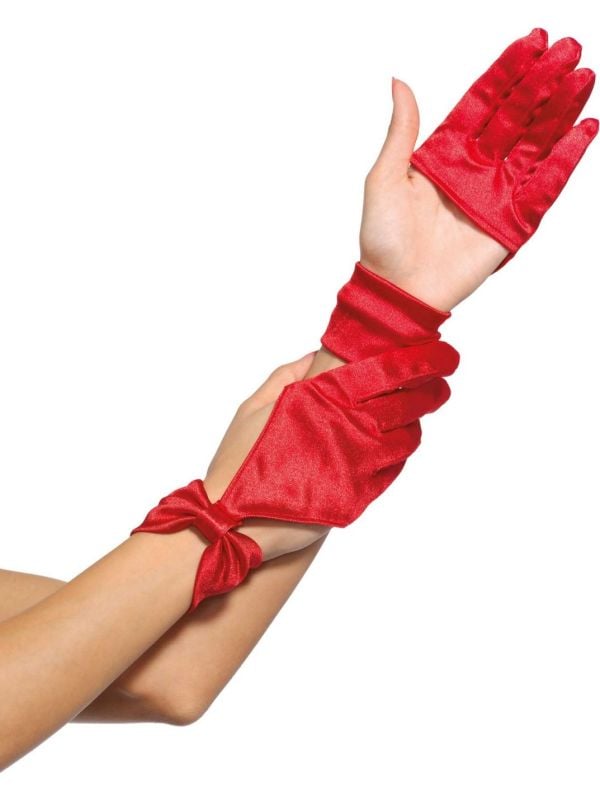 Halve handschoenen met strikje rood main product photo