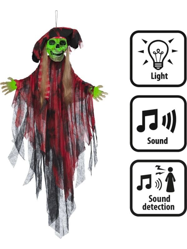 Hangdecoratie Miss Ghost Pirate licht en geluid halloween